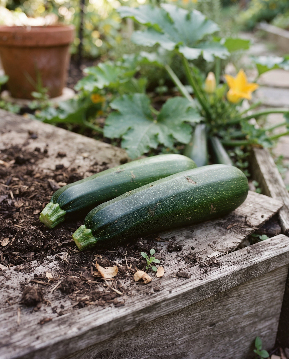 Zucchini ‘Black Beauty’, Cucurbita pepo, Ansicht 2