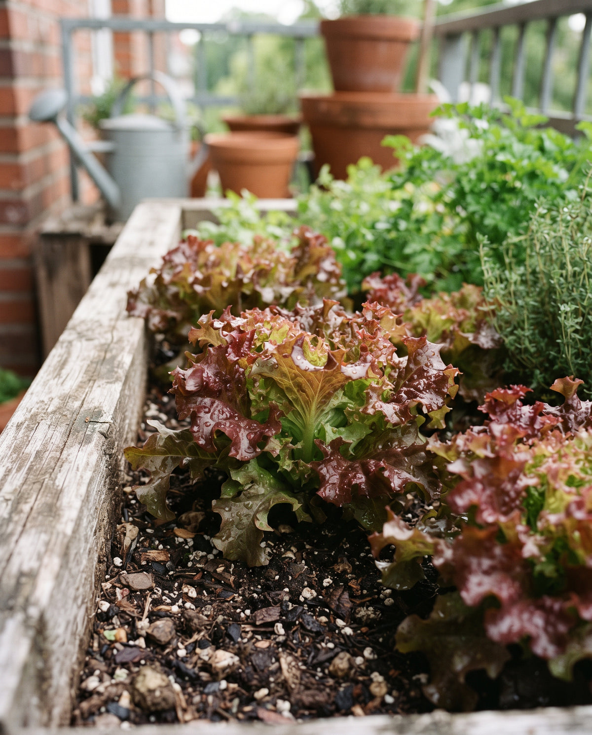 Pflücksalat ‘Lollo Rosso’, Lactuca sativa, Ansicht 1