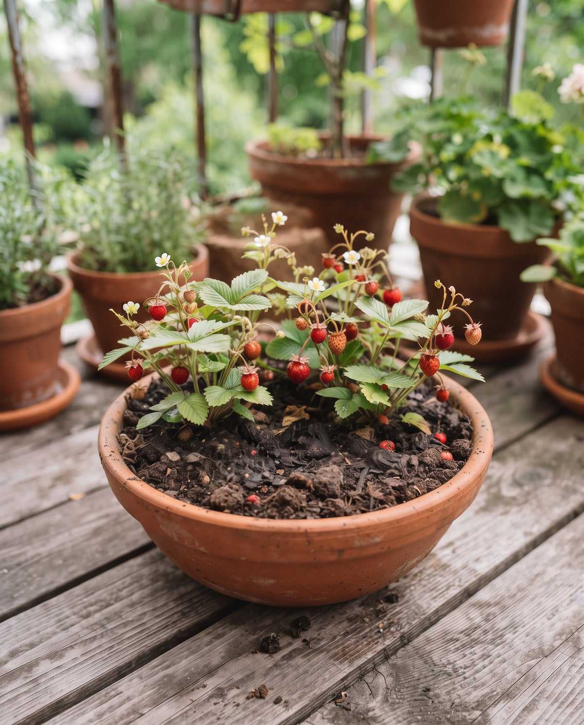 Monatserdbeere ‘Rügen’, Fragaria vesca, Ansicht 2