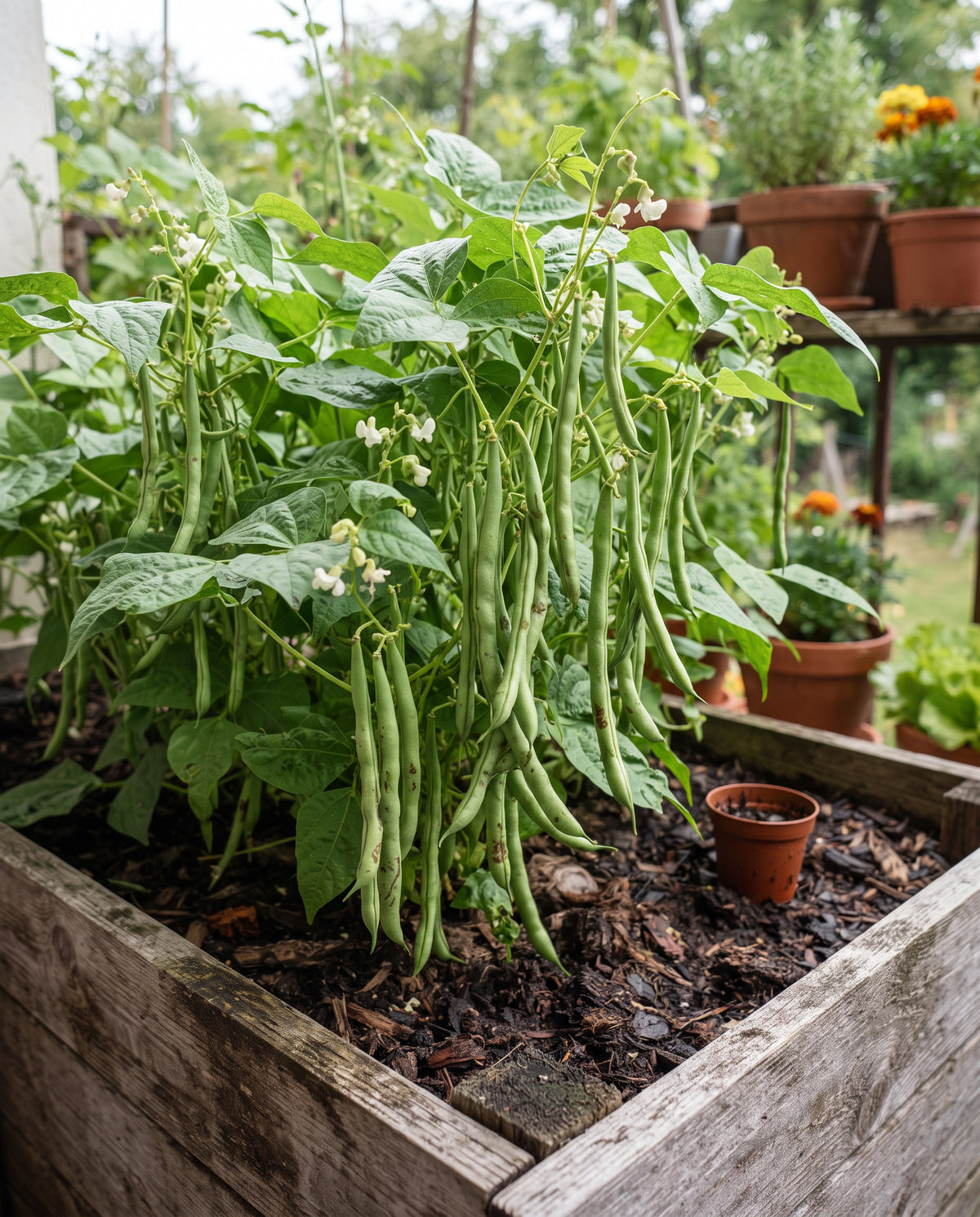 Buschbohne ‘Saxa’, Phaseolus vulgaris, Ansicht 1