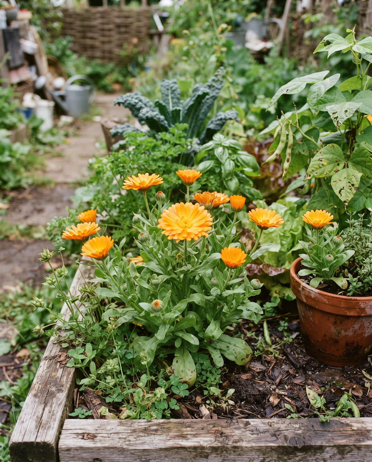Ringelblume ‘Indian Prince’, Calendula officinalis, Ansicht 1